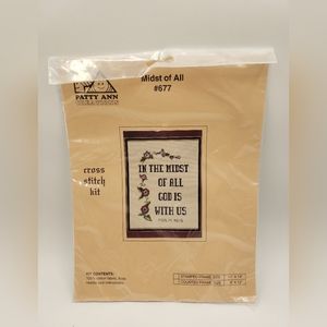 Patty Ann Creations Cross Stitch Kit #677 Midst Of All Psalm 46:5 Purple Flowers